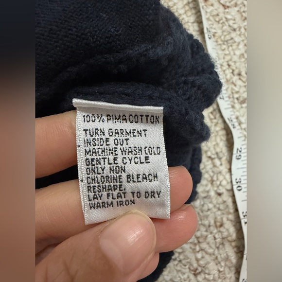 Talbots Pima Cotton Ribbed Mock Neck Petite S Blue Sweater Cardigan - Picture 6 of 6